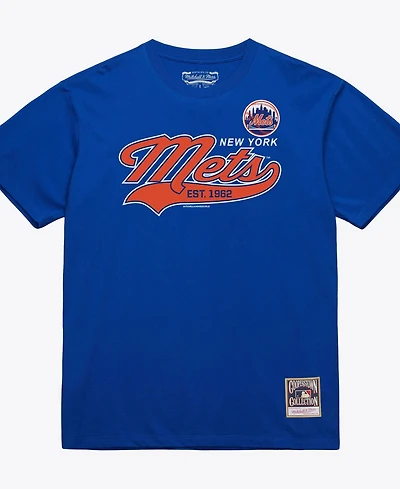 Mitchell & Ness Men's Royal New York Mets Script Sweep Arch T-Shirt