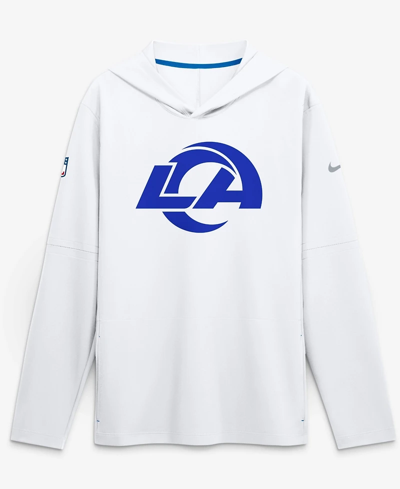 Nike Men's Los Angeles Rams Fearsome White Sideline LightweightLong sleeves Hooded Dri-fit T-Shirt