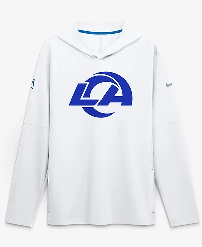 Nike Men's Los Angeles Rams Fearsome White Sideline LightweightLong sleeves Hooded Dri-fit T-Shirt