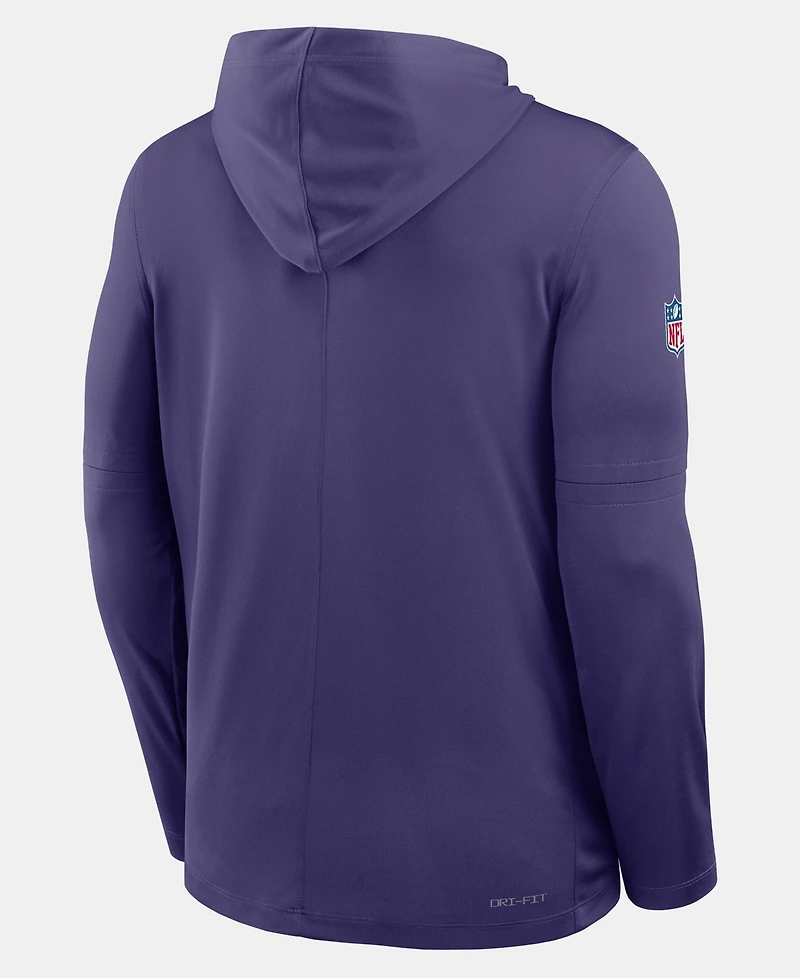 Nike Men's Purple Minnesota Vikings Sideline Alternate LightweightLong sleeves Hooded Dri-fit T-Shirt