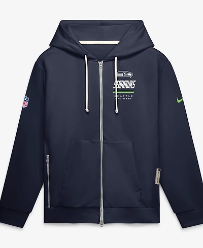 Nike Men's College Navy Seattle Seahawks Sideline Standard Issue Quarterback Scramble Dri-fit Full-Zip Hoodie