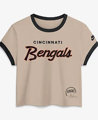 Nike Women's Cream Cincinnati Bengals Rewind Ringer Mod Cropped T-Shirt