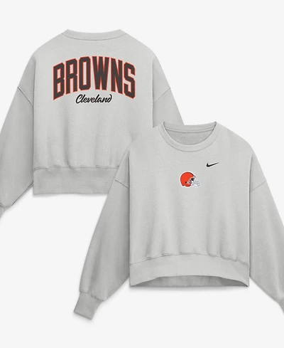 Nike Women's Gray Cleveland Browns Oversized Primetime Phoenix Fleece Sweatshirt