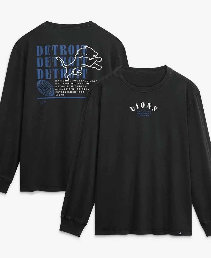 Fanatics Men's Black Detroit Lions Relaxed Fullback DriveLong sleeves Fashion Top