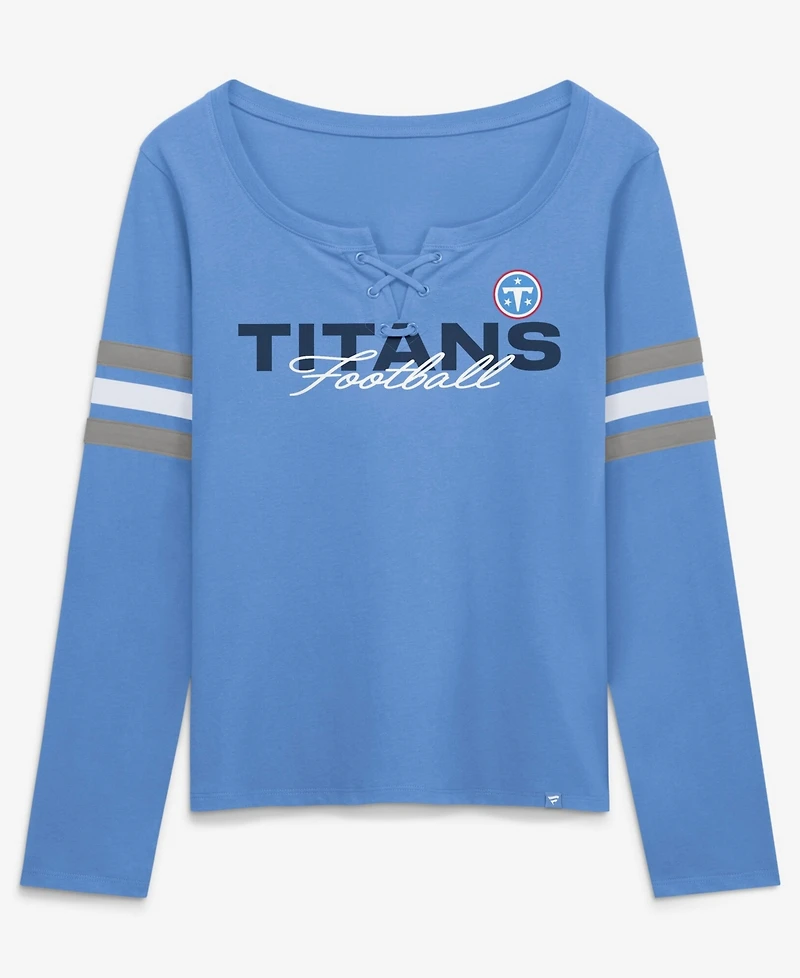 Fanatics Women's Blue Tennessee Titans Team First Coverage Scheme Lace-UpLong sleeves T-Shirt