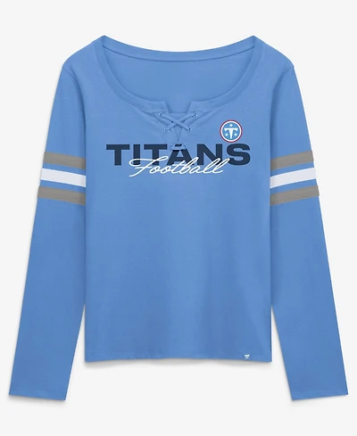 Fanatics Women's Blue Tennessee Titans Team First Coverage Scheme Lace-UpLong sleeves T-Shirt