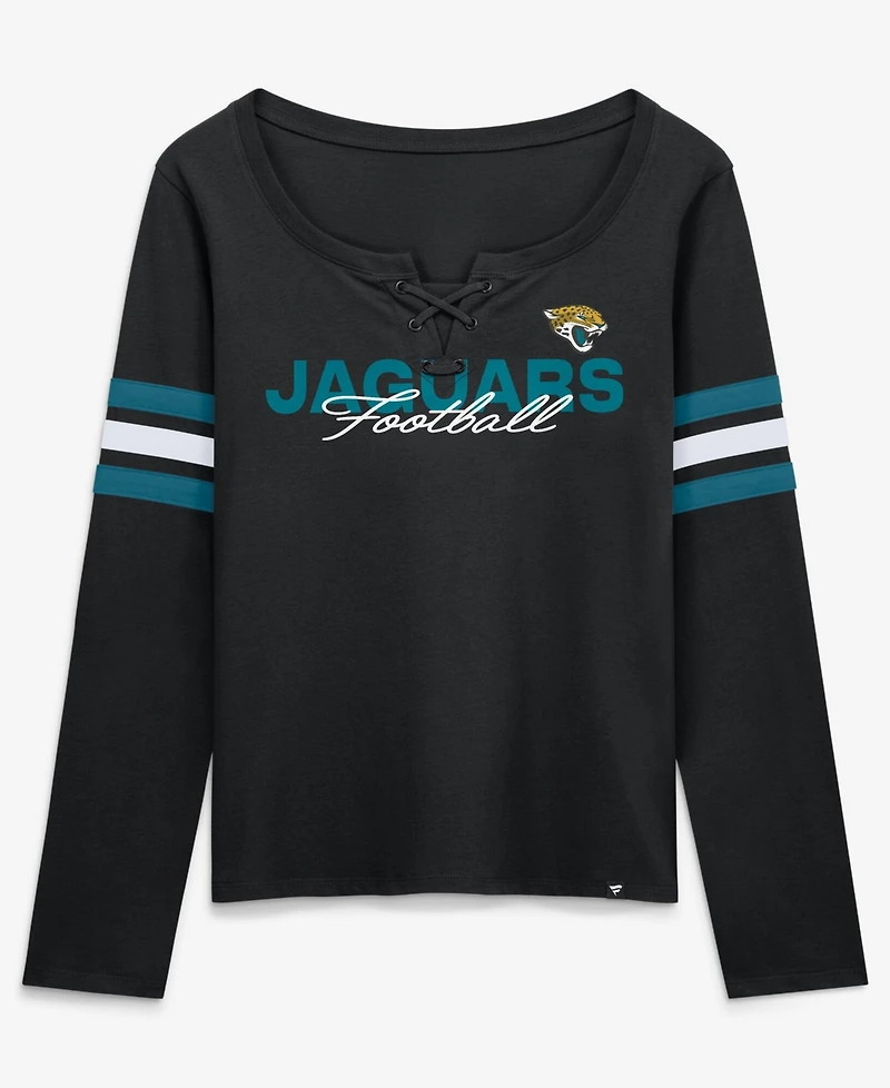 Fanatics Women's Black Jacksonville Jaguars Team First Coverage Scheme Lace-UpLong sleeves T-Shirt
