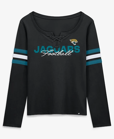 Fanatics Women's Black Jacksonville Jaguars Team First Coverage Scheme Lace-UpLong sleeves T-Shirt