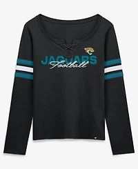 Fanatics Women's Black Jacksonville Jaguars Team First Coverage Scheme Lace-UpLong sleeves T-Shirt