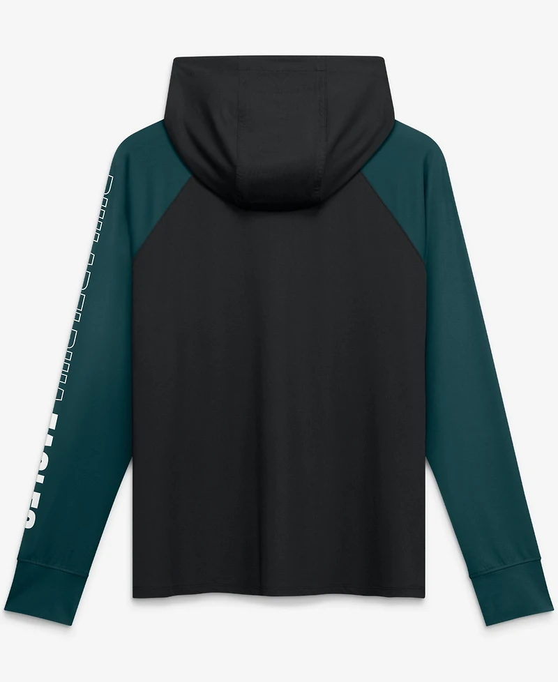 Fanatics Women's Black/Midnight Green Philadelphia Eagles Cornerback Blitz Raglan Full-Zip Hoodie