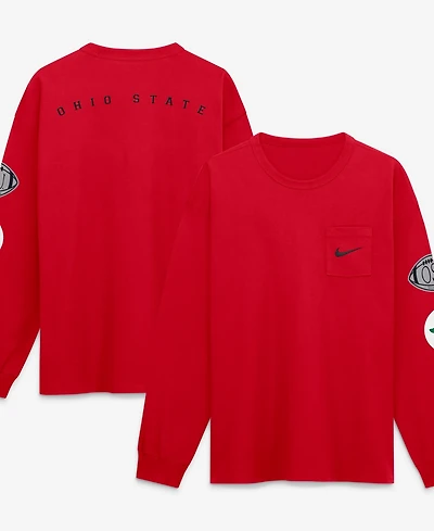 Nike Men's Scarlet Ohio State Buckeyes AcademicLong sleeves Pocket T-Shirt