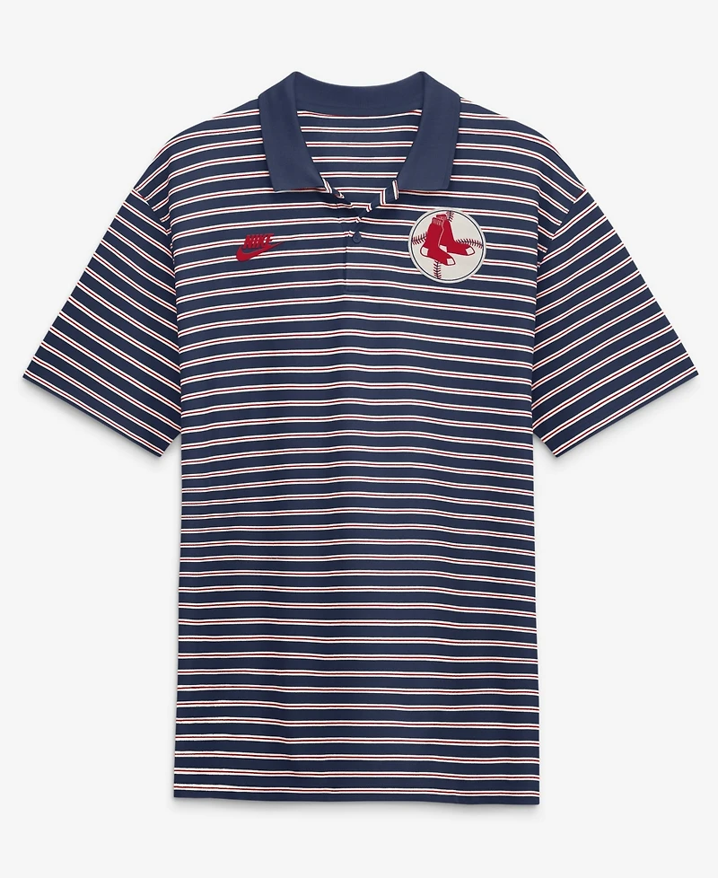 Nike Men's Navy Boston Red Sox Cooperstown Collection Dri-fit Victory Striped Polo Shirt