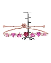 Macy's Simulated Ruby and Simulated Pink Sapphire and Cubic Zirconia Graduated Heart Adjustable Bracelet