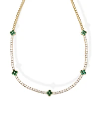 Macy's Simulated Emerald and Cubic Zirconia Clover and 18'' Necklace