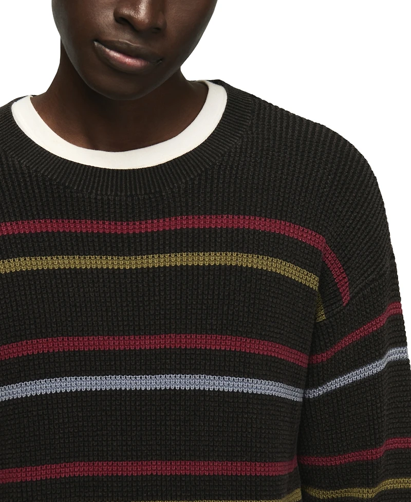 Lucky Brand Men's Striped Waffle-Knit Crewneck Sweater