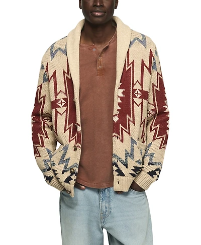 Lucky Brand Men's Southwestern Shawl Collar Cardigan Regular-Fit Sweater