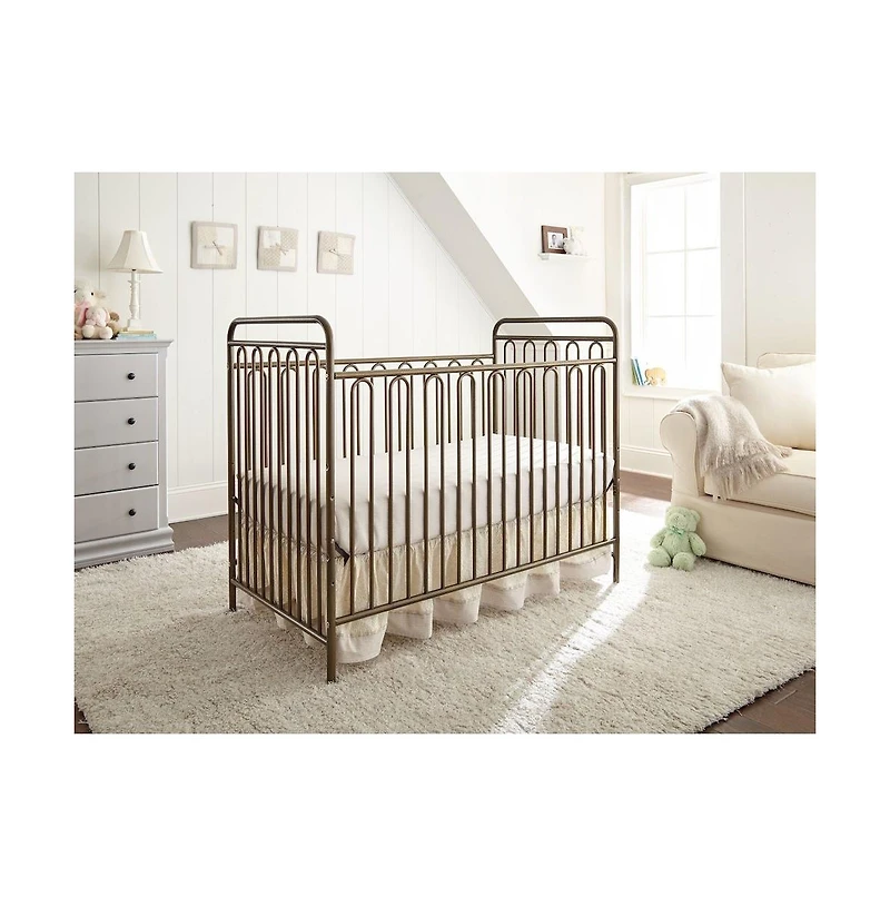 L.a. Baby Trinity 3 in 1 Convertible Full Sized Metal Crib in Alabaster