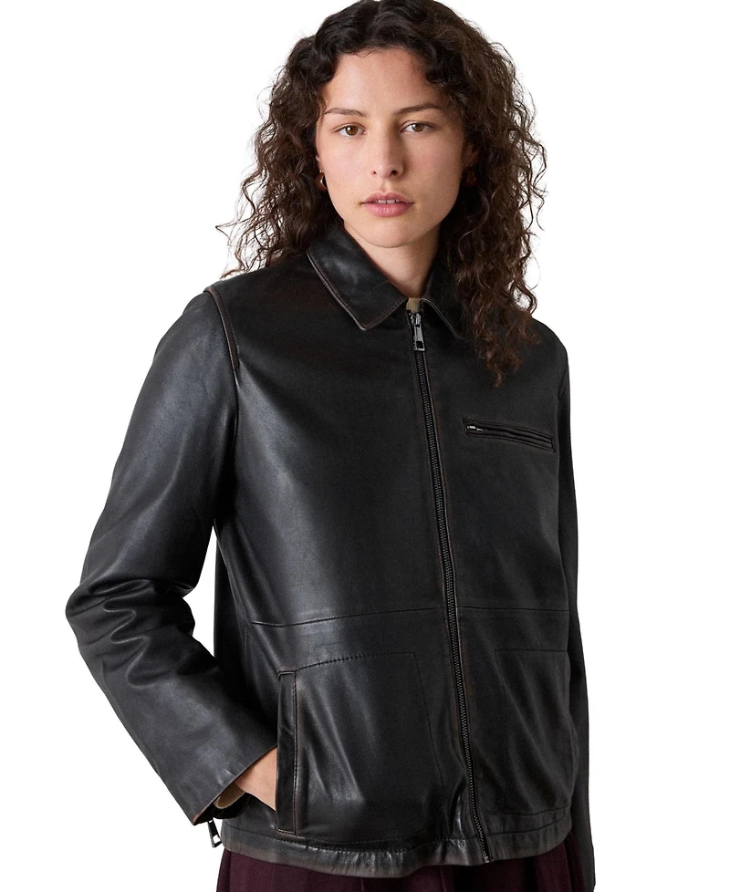 Whistles Women's Kate Burnished Leather Jacket