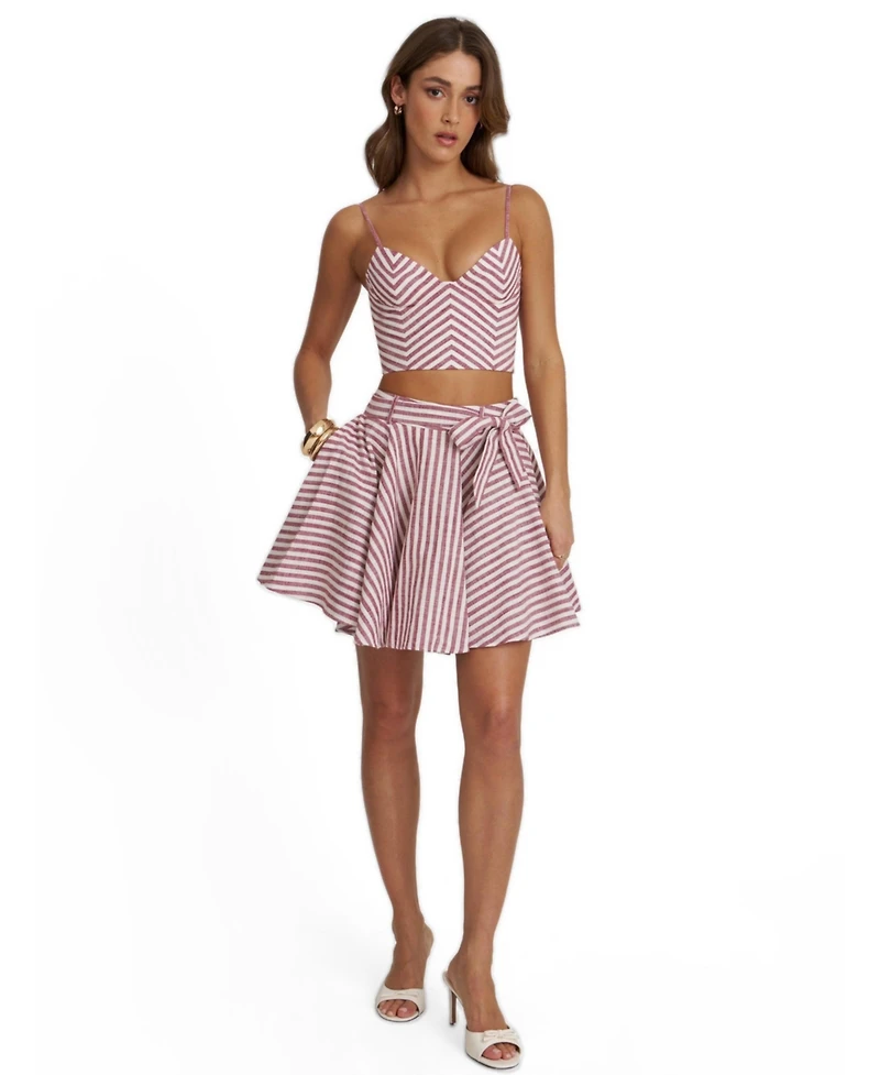 Miss Circle Women's Xolani Striped Linen Mini Skirt
