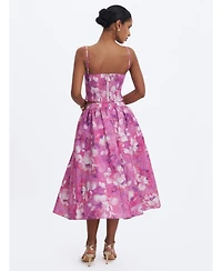 Miss Circle Women's Xamira Blooming Linen Sweetheart Foldover Top