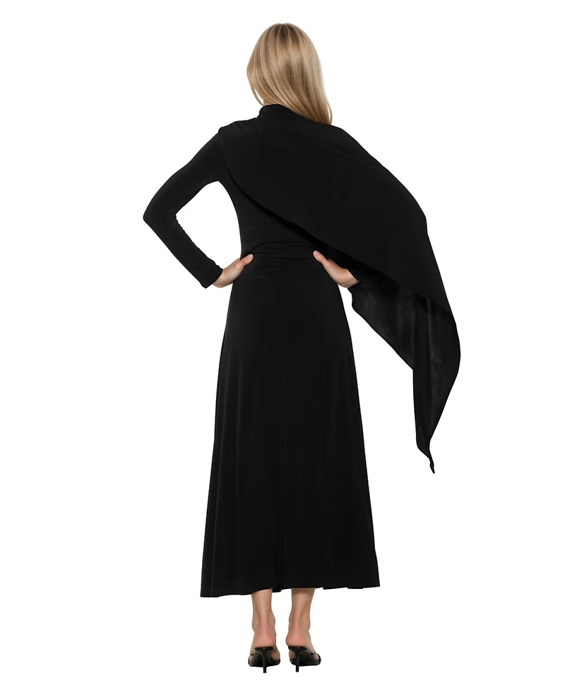 Alexia Admor Women's Aziel Mockneck Cape Maxi Dress