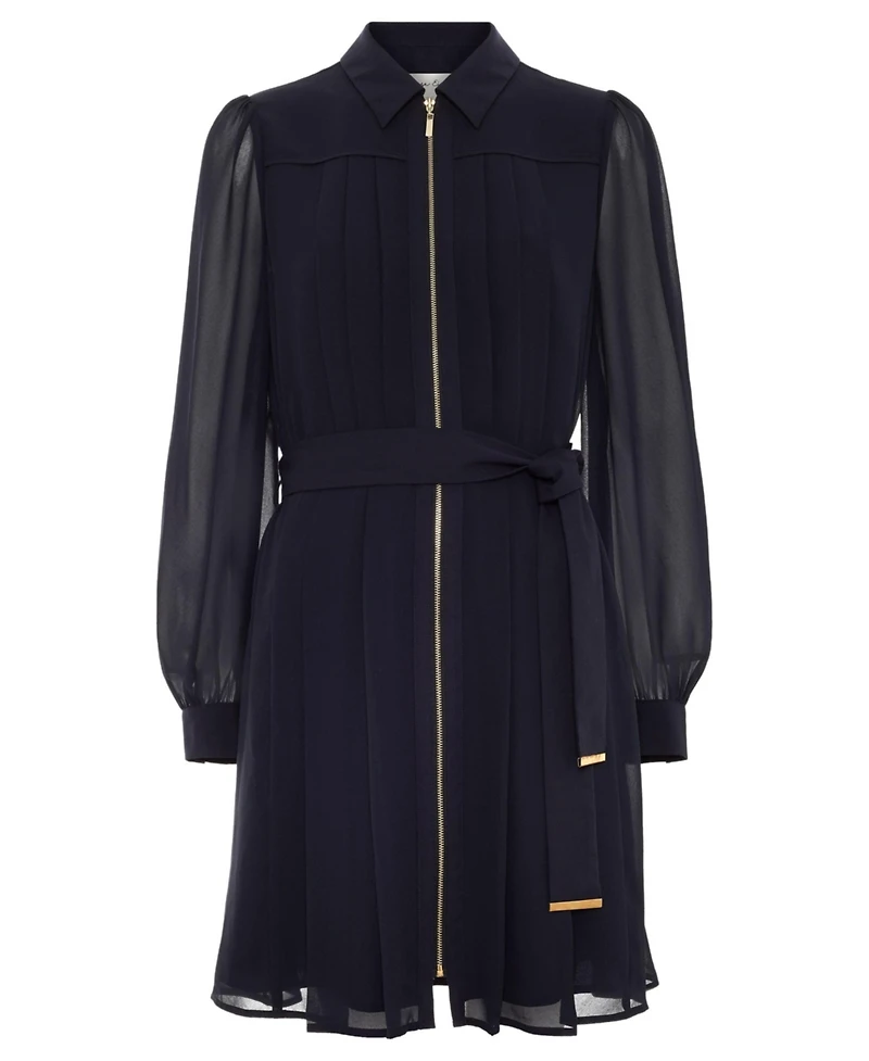 Phase Eight Women's Pleated Zip Shirt Mini Dress