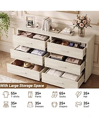 Aheaplus Wooden Storage Dresser with 3-Drawers, Nightstand Food Pads