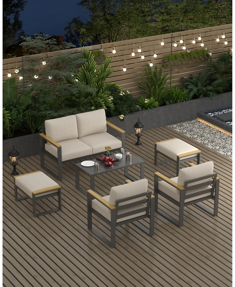 gaomon All-Weather Indoor/ Outdoor Loveseat Sofa Set for Balcony, Garden, Deck