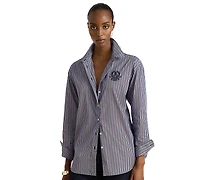 Lauren Ralph Petite Relaxed-Fit Striped Broadcloth Blouse