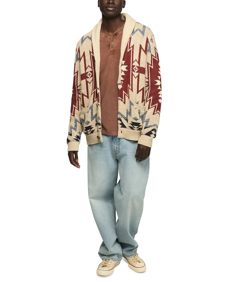 Lucky Brand Men's Southwestern Shawl Collar Cardigan Regular-Fit Sweater