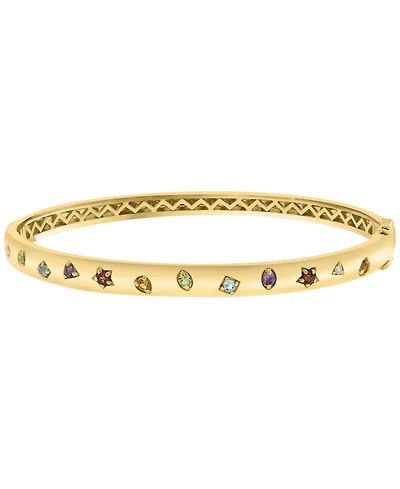 Effy Collection Multi-Gemstone (3/8 ct. t.w.) & Diamond Accent Bangle in 14k Yellow Gold Over Sterling Silver
