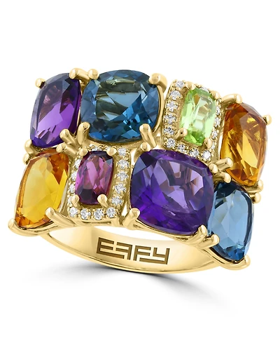 Effy Collection Multi-Gemstone (7 ct. t.w.) & Diamond (1/10 ct. t.w.) Ring in 14k Yellow Gold