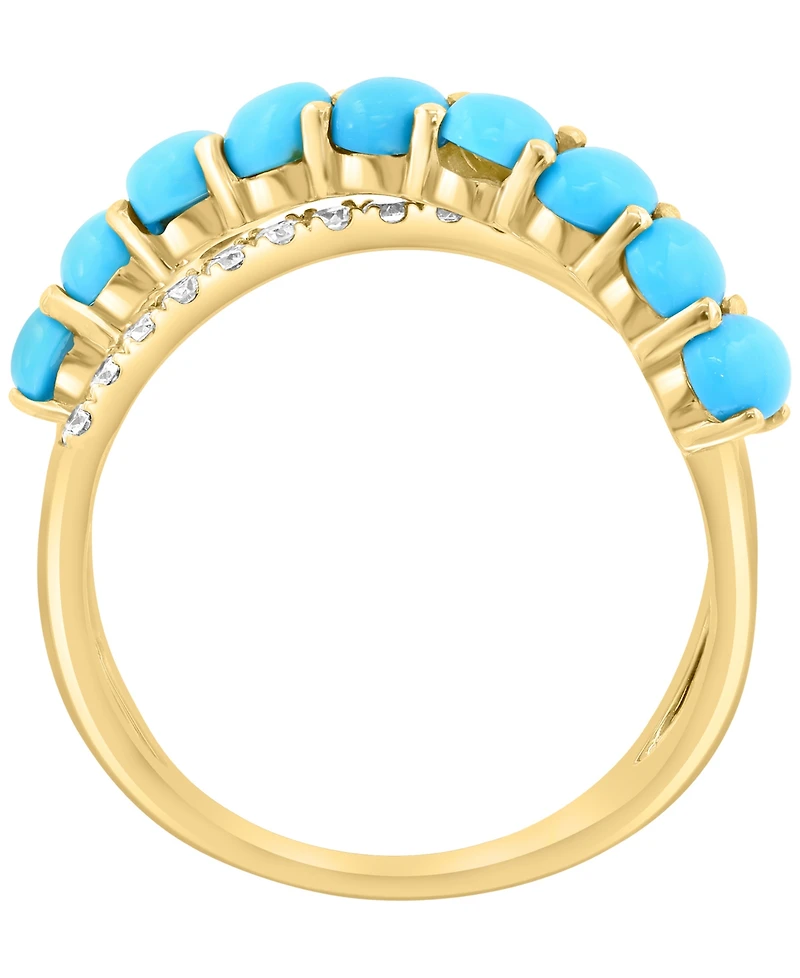 Effy Collection Turquoise & Diamond (1/4 ct. t.w.) Ring in 14k Yellow Gold
