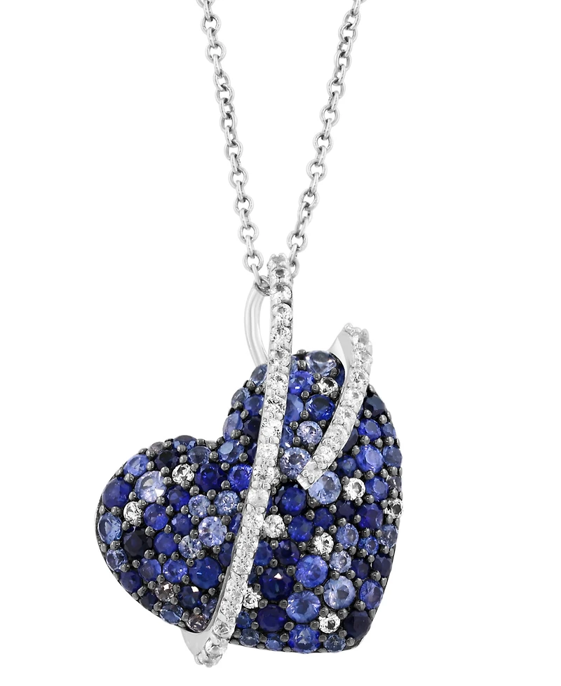 Effy Collection Blue Sapphire (2-1/3 ct. t.w.) & White Sapphire (1/3 ct. t.w.) Pendant Necklace in Sterling Silver