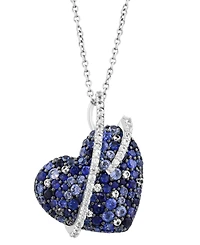 Effy Collection Blue Sapphire (2-1/3 ct. t.w.) & White Sapphire (1/3 ct. t.w.) Pendant Necklace in Sterling Silver
