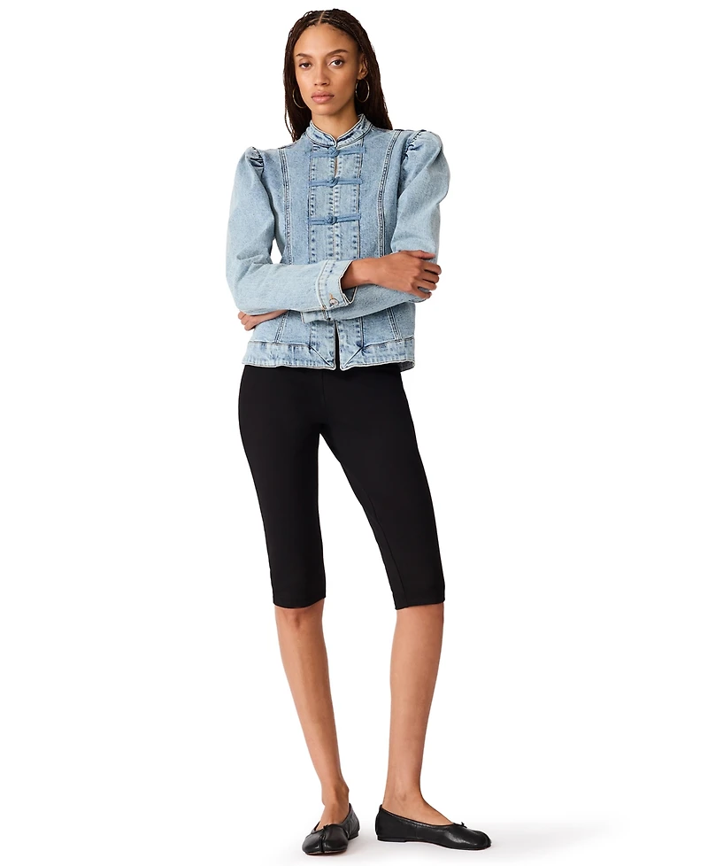 Steve Madden Women's Aberdeen Puff-Sleeve Denim Blouse