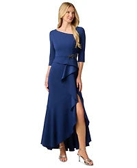 Adrianna Papell Women's Asymmetrical Bead Crepe Gown