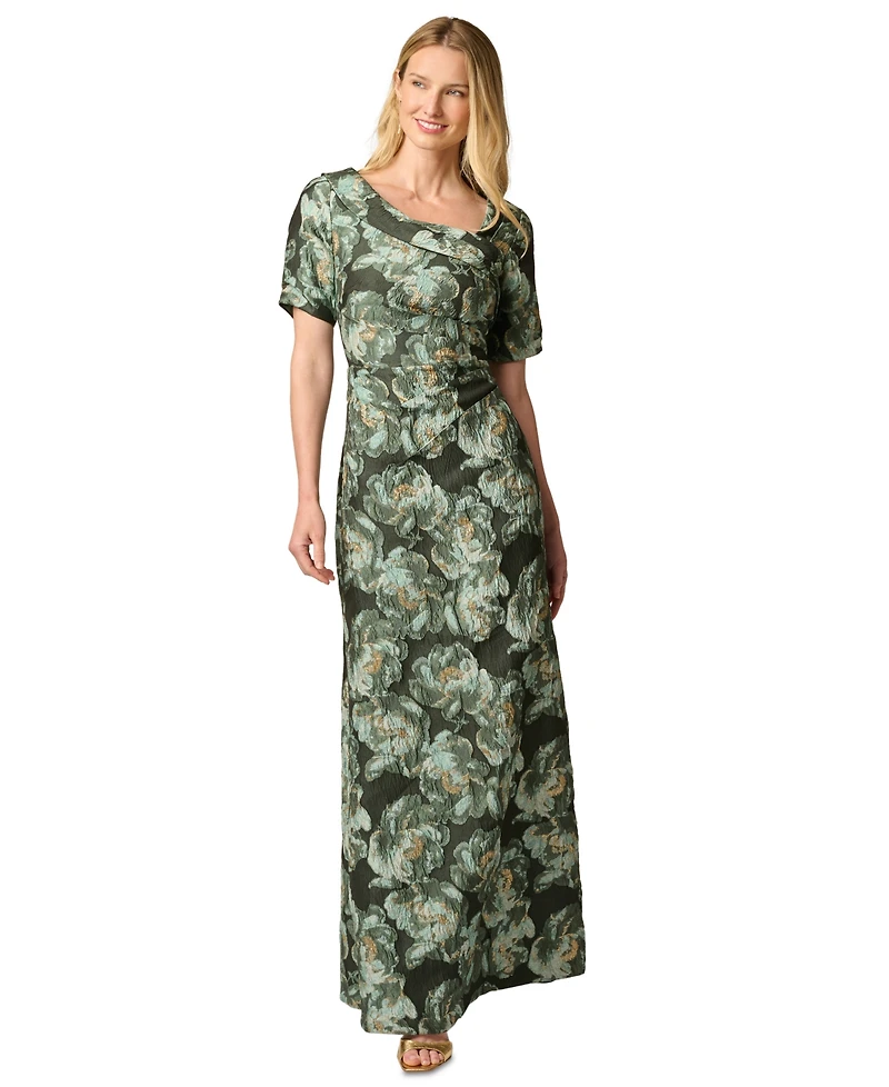 Adrianna Papell Women's Asymmetric Mermaid Floral Gown