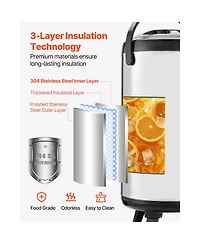 Sugift 2.4 Gallon Insulated Beverage Dispenser with Temperature Display and Stainless Steel Body