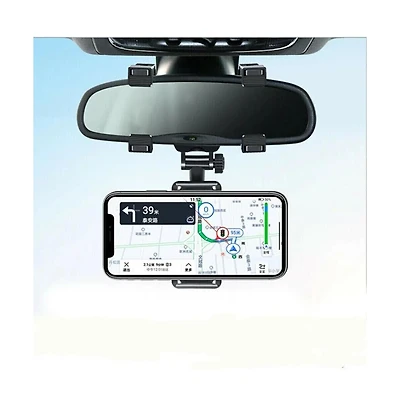 Gonez Universal 360 Rotatable Car Rear View Mirror Phone Holder, Adjustable Abs Gps Cell Phone Mount