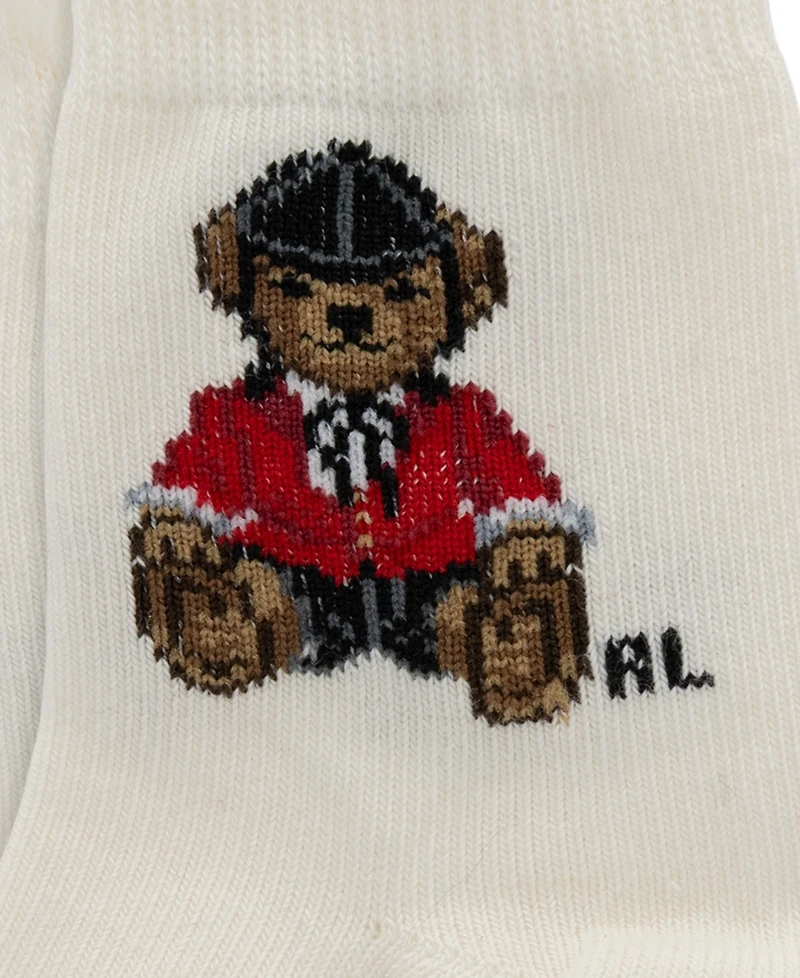 Polo Ralph Lauren Baby Girls' Equestrian Bear Cotton Crew Socks, 3-Pack