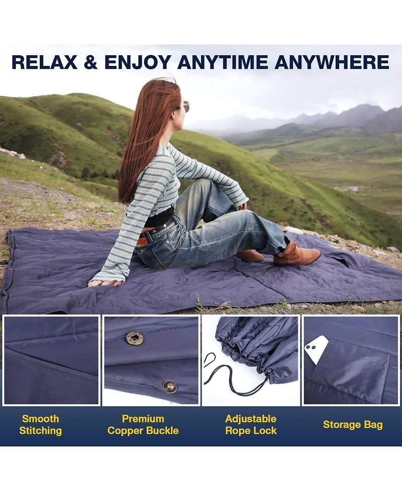 Piscifun Hooded Waterproof Windproof Fleece Stadium Blanket Portable Outdoor Wearable