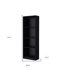 HomeRoots 71" Wood Four Tier Bookcase