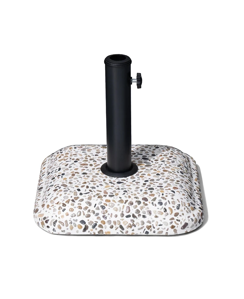 Pellebant 45lbs Patio Umbrella Base Square Cobblestone Concrete Stand Heavy Duty Market Umbrella Stand for Outdoor, Lawn, Deck, Poolside