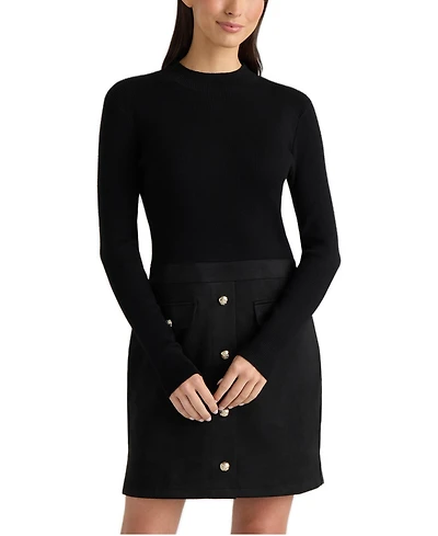 Ellen Tracy Women's Long-Sleeve Mock-Neckline Ribbed-Knit Dress