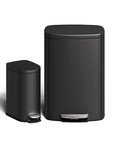gaomon 13 Gal+2.6 Gal Stainless Steel Step-On Garbage Bin Combo Set