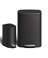 gaomon 13 Gal+2.6 Gal Stainless Steel Step-On Garbage Bin Combo Set