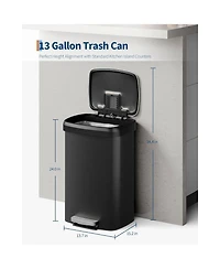 gaomon 13 Gallon Step-On Kitchen Trash Can, Soft-Close Lid, Waste Bin for Home, Office, or Kitchen Storage