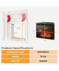 Ecooso Recessed Electric Fireplace heater with Remote Control