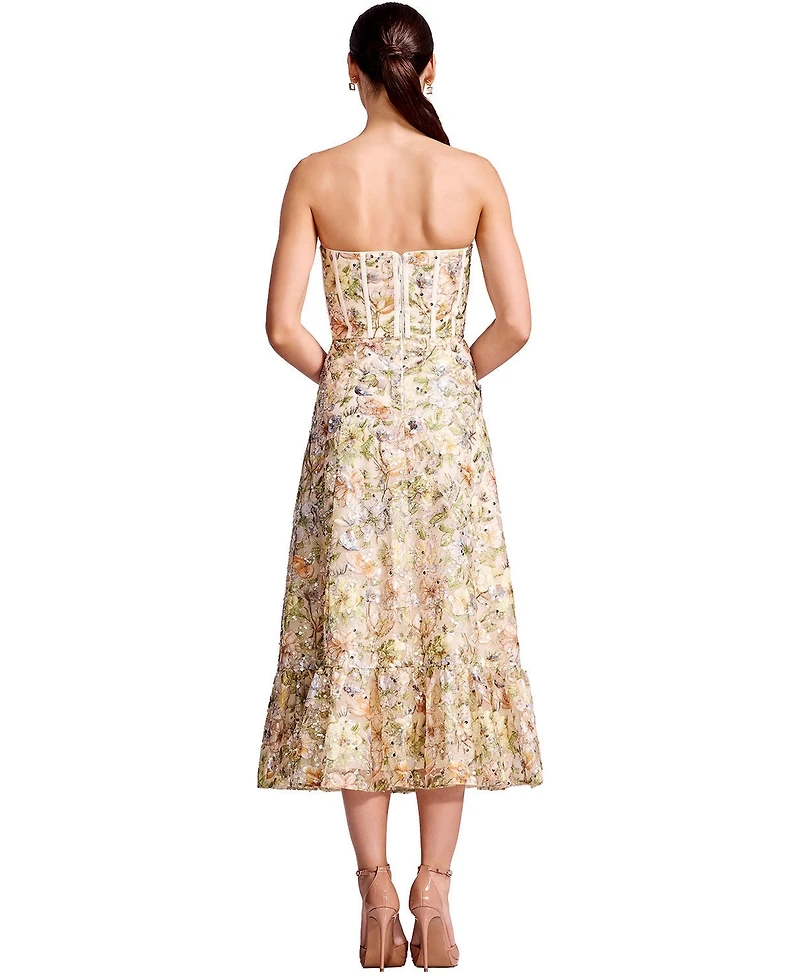 Dress The Population Women's Carina Strapless Sweetheart Floral Bustier Dress